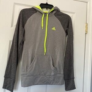 Adidas Ultimate climawarm hoodie, grey and neon yellow, size XS